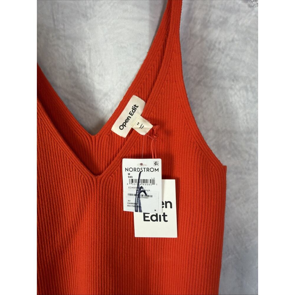 Open Edit Womens Orange V Neck Sleeveless Cropped Tank Top Size M NEW - Picture 4 of 6